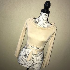 Nude crop top with thin strap to tie around